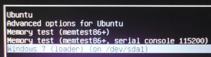 UbuntuとWindows7の選択画面